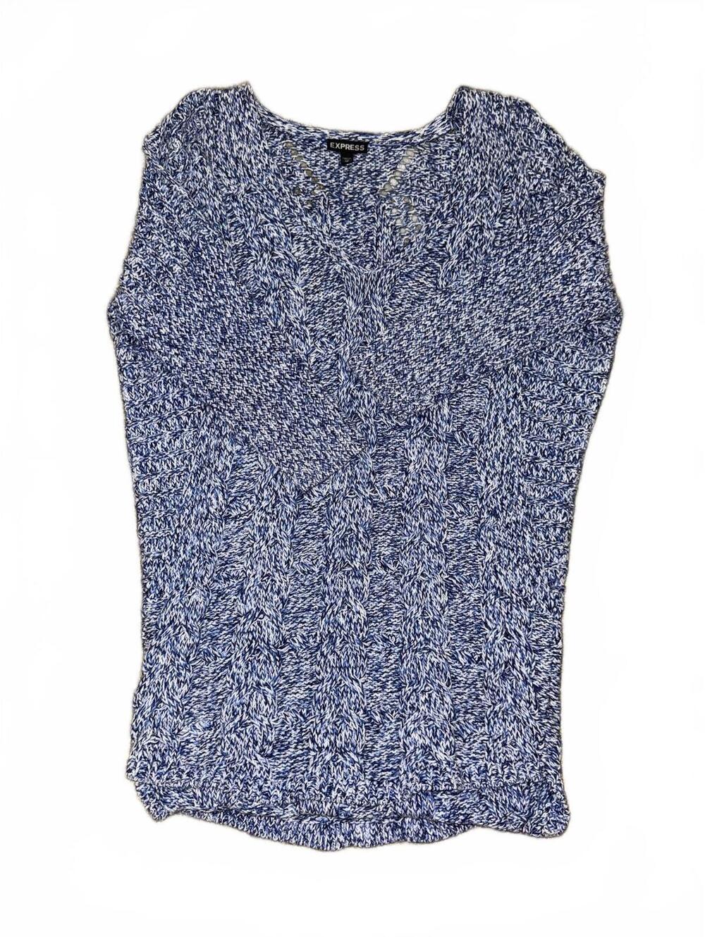 Women's Express Blue V Neck Knit Sweater Size XS